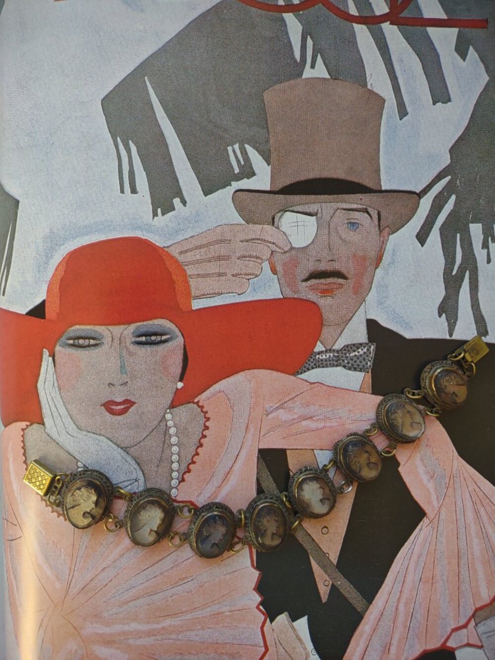 Vintage Giuseppe Mandile Italy Cameo Bracelet Gold Tone 8”